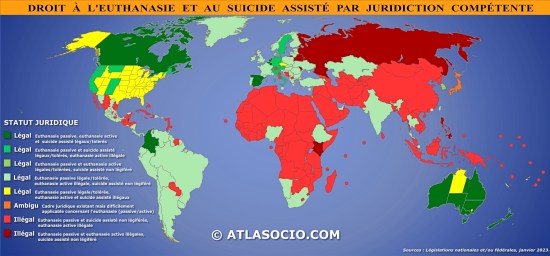 DROIT A L'EUTHANASIE DANS LE MONDE